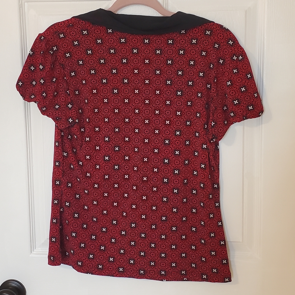 Perseption Concept Red Black Patterned Button Dow… - image 4